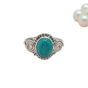 Turquoise Ring, Oval Stone Ring, Boho Silver Ring, Dainty Ring, Blue Gemstone Ring, Handmade Ring, Hippie Ring, Handmade Gemstone Jewelry, Turquoise Jewelry, Valentine’s Gifts