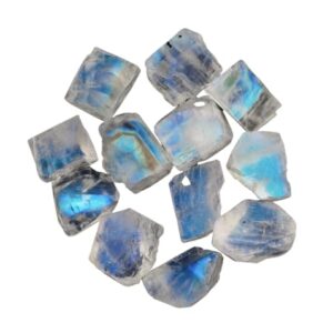 50carats Real Raw Blue Moonstone Gemstone, Rough Crystals, DIY Jewelry Making, Wire Wrapping, Chakra Healing Crystals, Loose Stones, Wholesale Lot, June Birthstone, Natural Rainbow Moonstone Pack