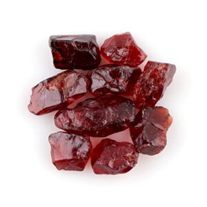 Thecraftman Natural Raw Red Garnet Stone Rough Crystal Stone for Cabbing, Tumbling, Cutting, Polishing, Wire Wrapping, Gem Mining, Wicca, Reiki and Crystal Healing, 25 Carat Lot