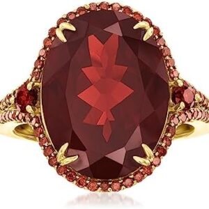 Ross-Simons 11.20 ct. t.w. Garnet and .36 ct. t.w. Red Diamond Ring in 14kt Yellow Gold