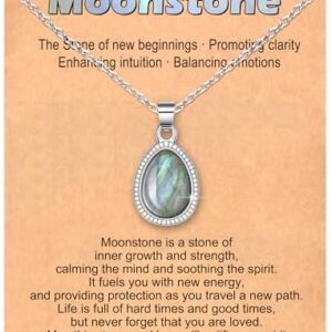 Tarsus Crystal Pendant Necklace for Women Teen Girls, Moonstone, Amethyst, Fashion Jewelry, Gifts for Valentines Day Birthday Christmas