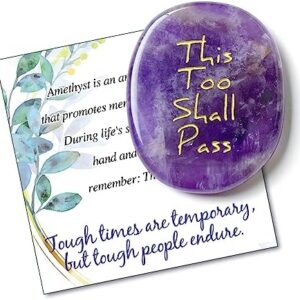 SOLICIEL Amethyst Healing Crystal, Encouragement Gift This Too Shall Pass Get Well Soon Gifts for Women Men Thinking of You Inspirational Calming Gift