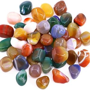 Hilitchi Mixed Agate Stone Tumbled Stones for Plants Cacti & Succulents Bedding, Vase Filler, Landscape Bottom Decoration (About 1lb(455g)/Bag)