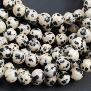 Zenkeeper 116 Pcs Dalmatian Jasper Beads for Jewelry Making 6 MM Dalmatian Jasper Gemstones Loose Beads for Bracelet Making