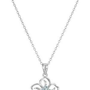 Amazon Essentials Genuine or Created Gemstone Birthstone Flower Pendant Necklace with Chain in Sterling Silver, 18″ (previously Amazon Collection)