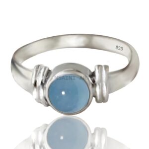 Solid 925 Sterling Silver Ring for Women & Men, Rough Aquamarine Ring Gemstone Unique Handcrafted Ring (US Size 8.5)