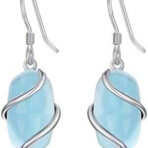 HPQQ 925 Sterling Silver Earrings for Women Dainty Gemstone Dangle Earrings Fine Jewelry Anniversary Birthday Graduation Gifts for Women Girls Mom